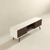 Caroline Mid Century Modern Style Walnut White TV Stand up to 72" from Midinmod - Luna Furniture