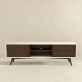 Caroline Mid Century Modern Style Walnut White TV Stand up to 72" from Midinmod - Luna Furniture
