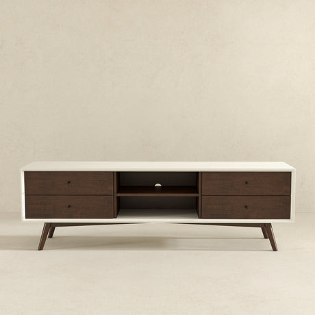 Caroline Mid Century Modern Style Walnut White TV Stand up to 72" from Midinmod - Luna Furniture