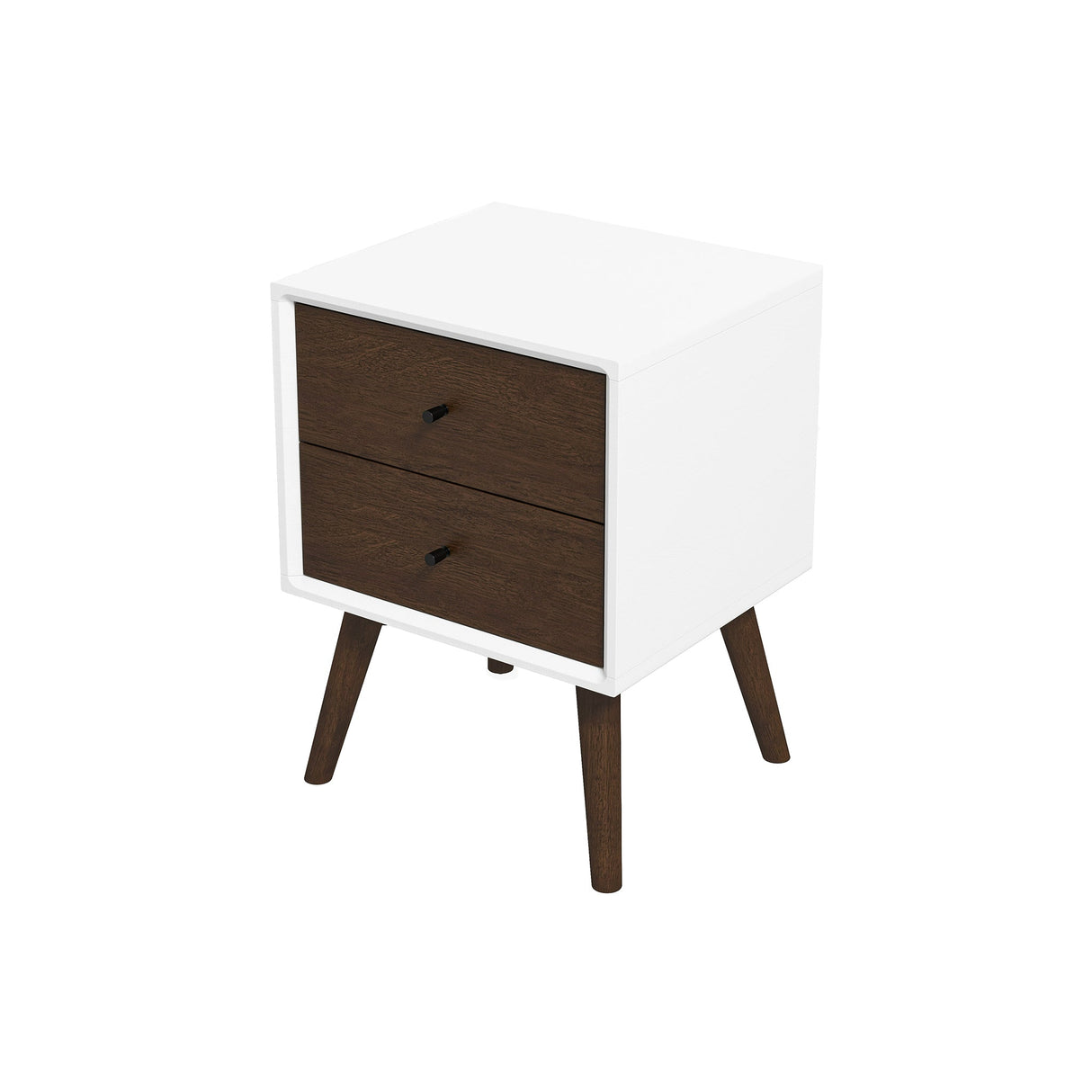 Caroline Mid Century Modern Style White Night Stand 2-Drawer from Midinmod - Luna Furniture