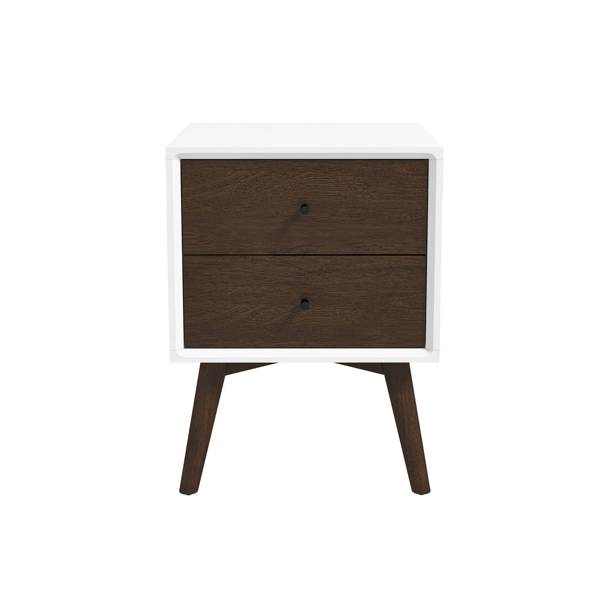 Caroline Mid Century Modern Style White Night Stand 2-Drawer from Midinmod - Luna Furniture