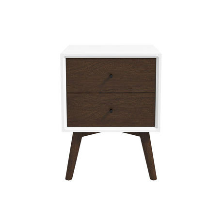 Caroline Mid Century Modern Style White Night Stand 2-Drawer from Midinmod - Luna Furniture