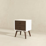 Caroline Mid Century Modern Style White Night Stand 2-Drawer from Midinmod - Luna Furniture