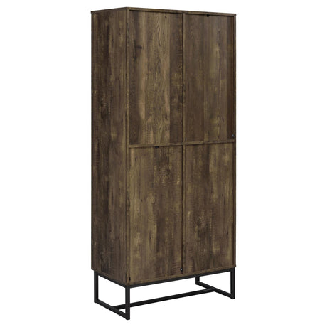 Carolyn Rustic Oak and Gunmetal 2-Door Accent Cabinet from Coaster - Luna Furniture