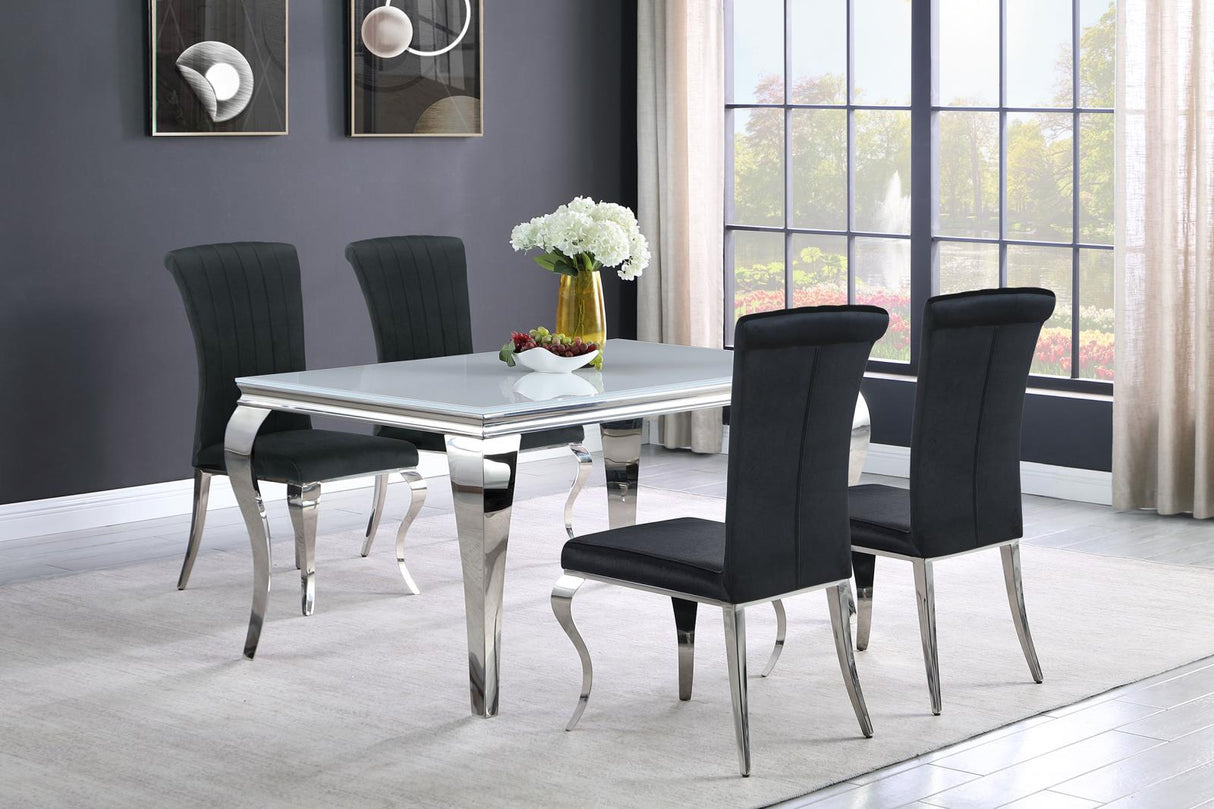 Carone Black and Chrome 5-Piece 61" Rectangular Dining Set from Coaster - Luna Furniture
