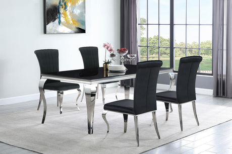 Carone Black and Chrome 5-Piece 81" Rectangular Dining Set from Coaster - Luna Furniture