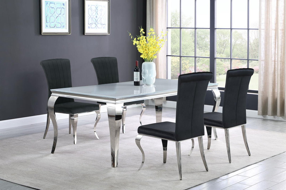 Carone Black and Chrome 5-Piece 81" Rectangular Dining Set from Coaster - Luna Furniture