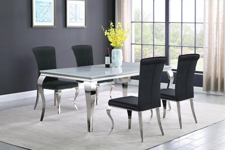 Carone Black and Chrome 5-Piece 81" Rectangular Dining Set from Coaster - Luna Furniture