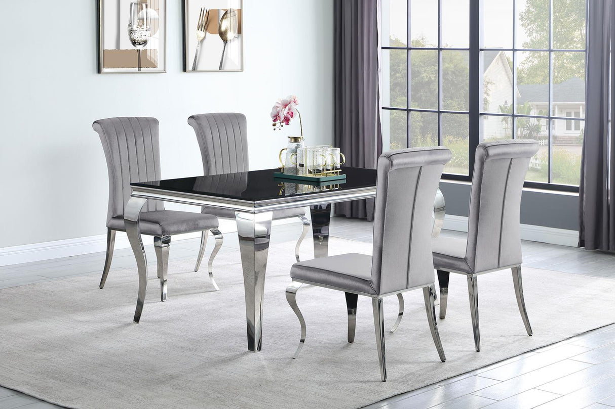 Carone Gray and Chrome 5-Piece 61" Rectangular Dining Set from Coaster - Luna Furniture