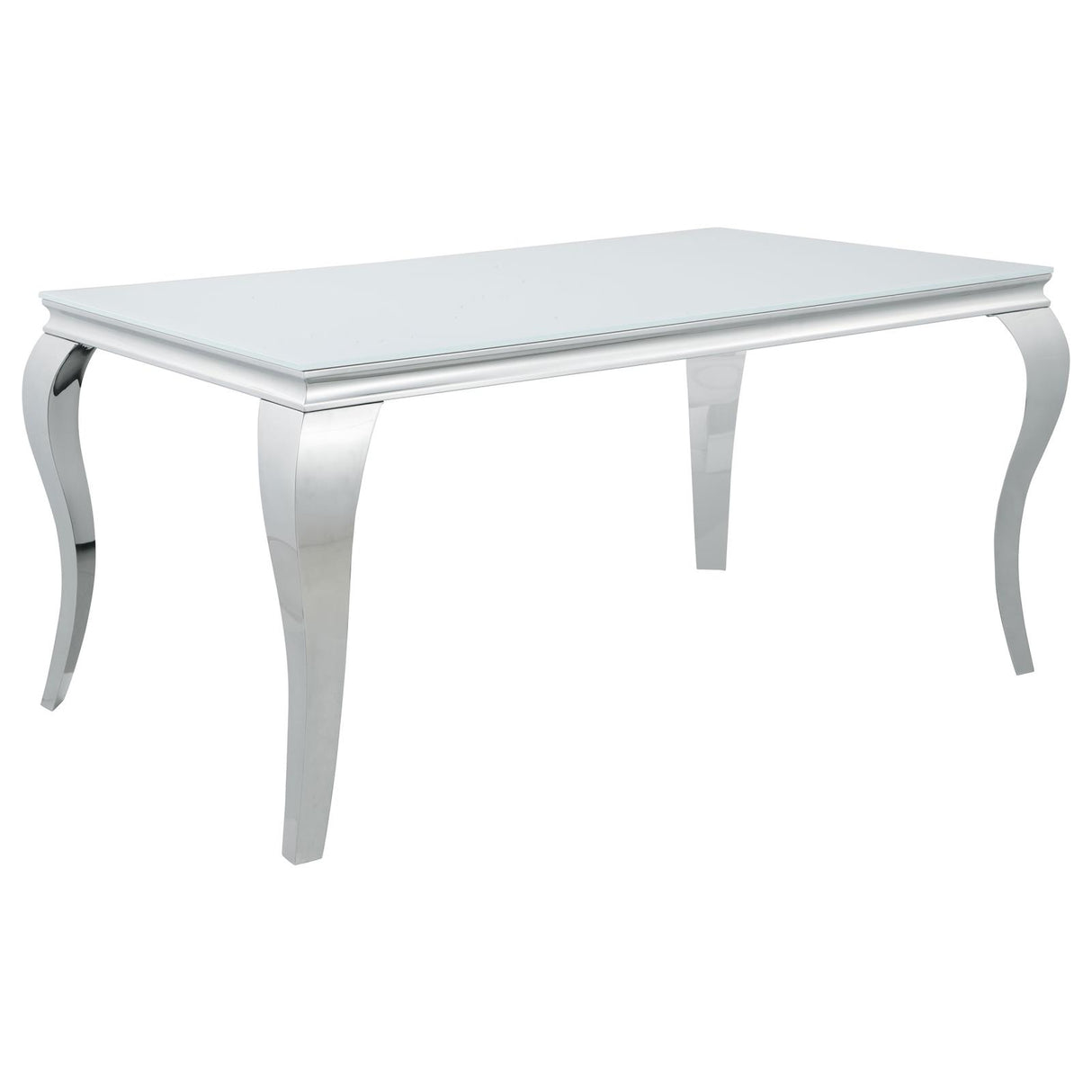 Carone White and Chrome Glass Top Dining Table from Coaster - Luna Furniture