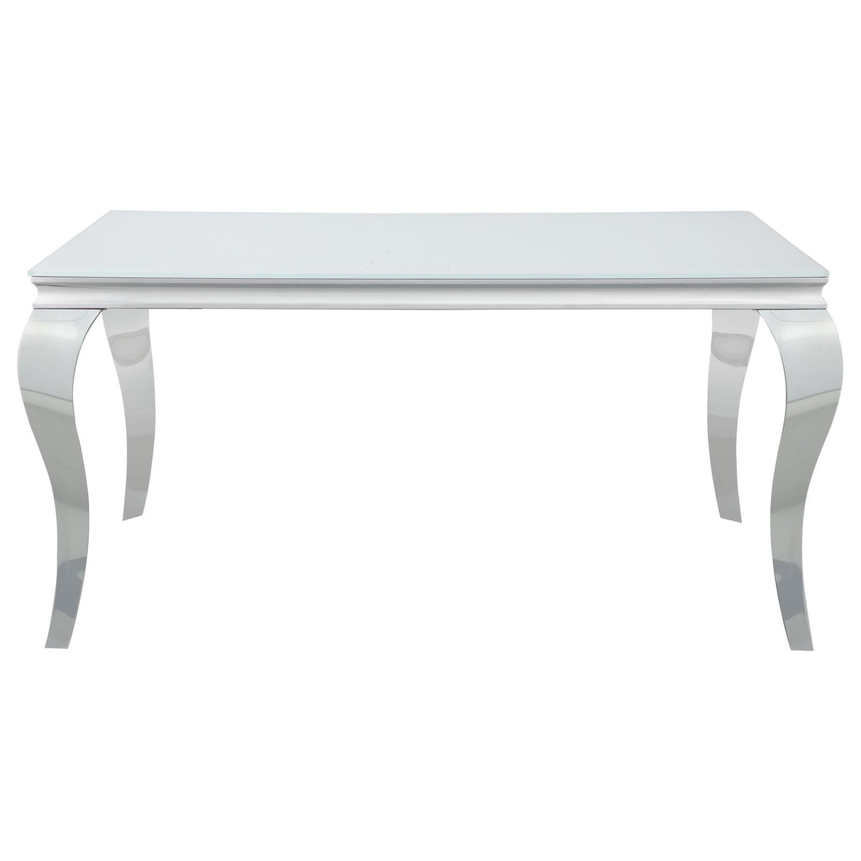 Carone White and Chrome Glass Top Dining Table from Coaster - Luna Furniture