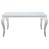 Carone White and Chrome Glass Top Dining Table from Coaster - Luna Furniture