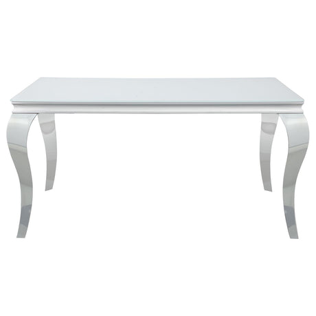 Carone White and Chrome Glass Top Dining Table from Coaster - Luna Furniture