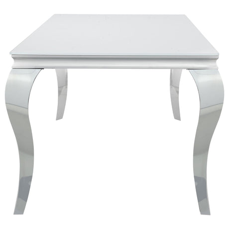 Carone White and Chrome Glass Top Dining Table from Coaster - Luna Furniture