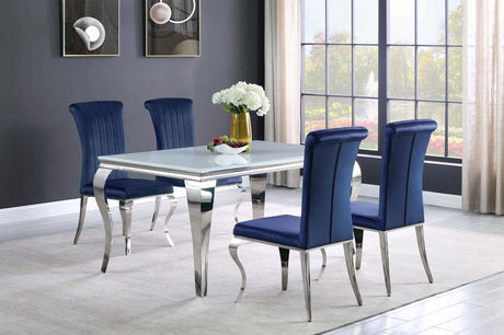 Carone White and Chrome Glass Top Dining Table from Coaster - Luna Furniture