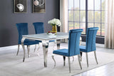 Carone White and Chrome Glass Top Dining Table from Coaster - Luna Furniture