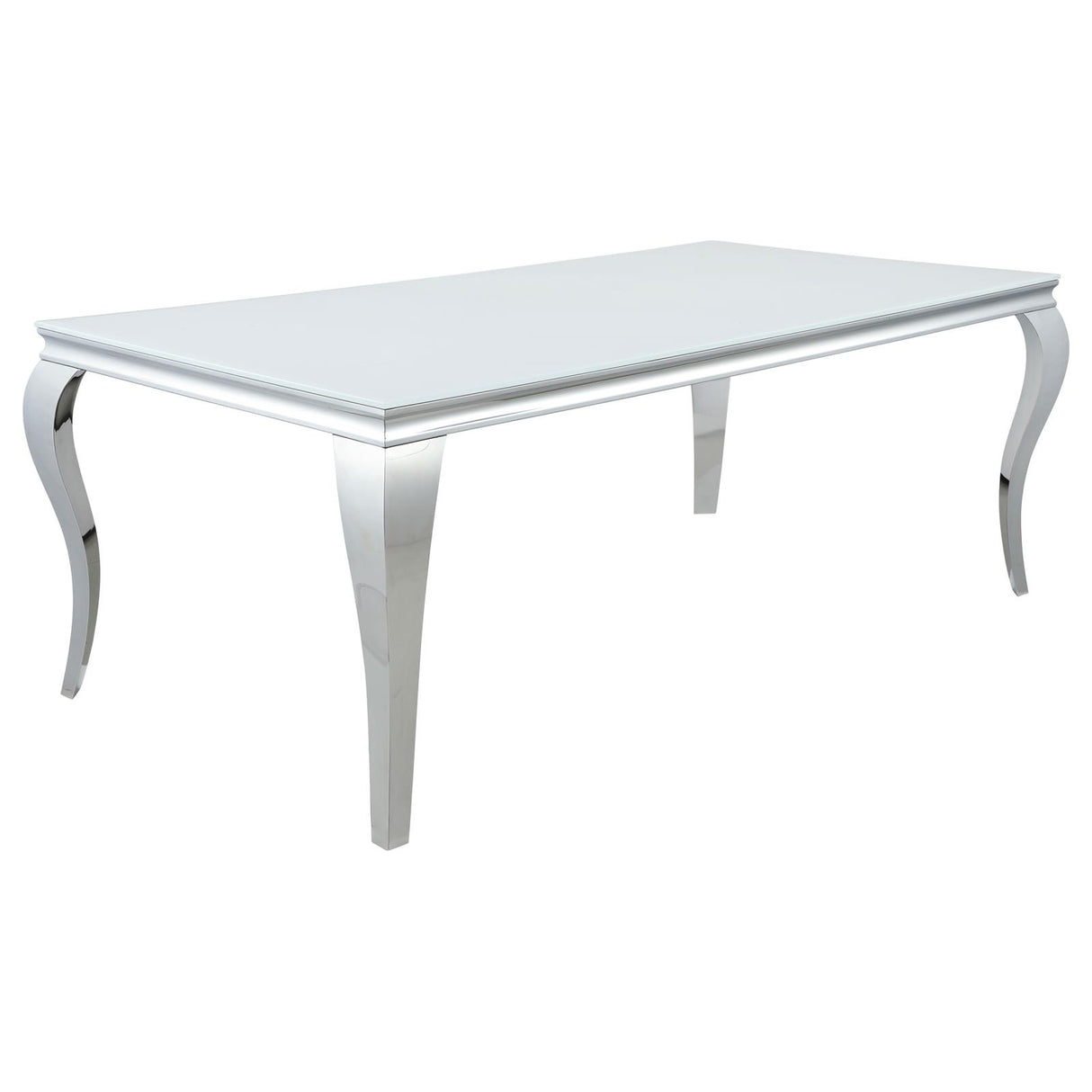 Carone White and Chrome Rectangular Glass Top Dining Table from Coaster - Luna Furniture