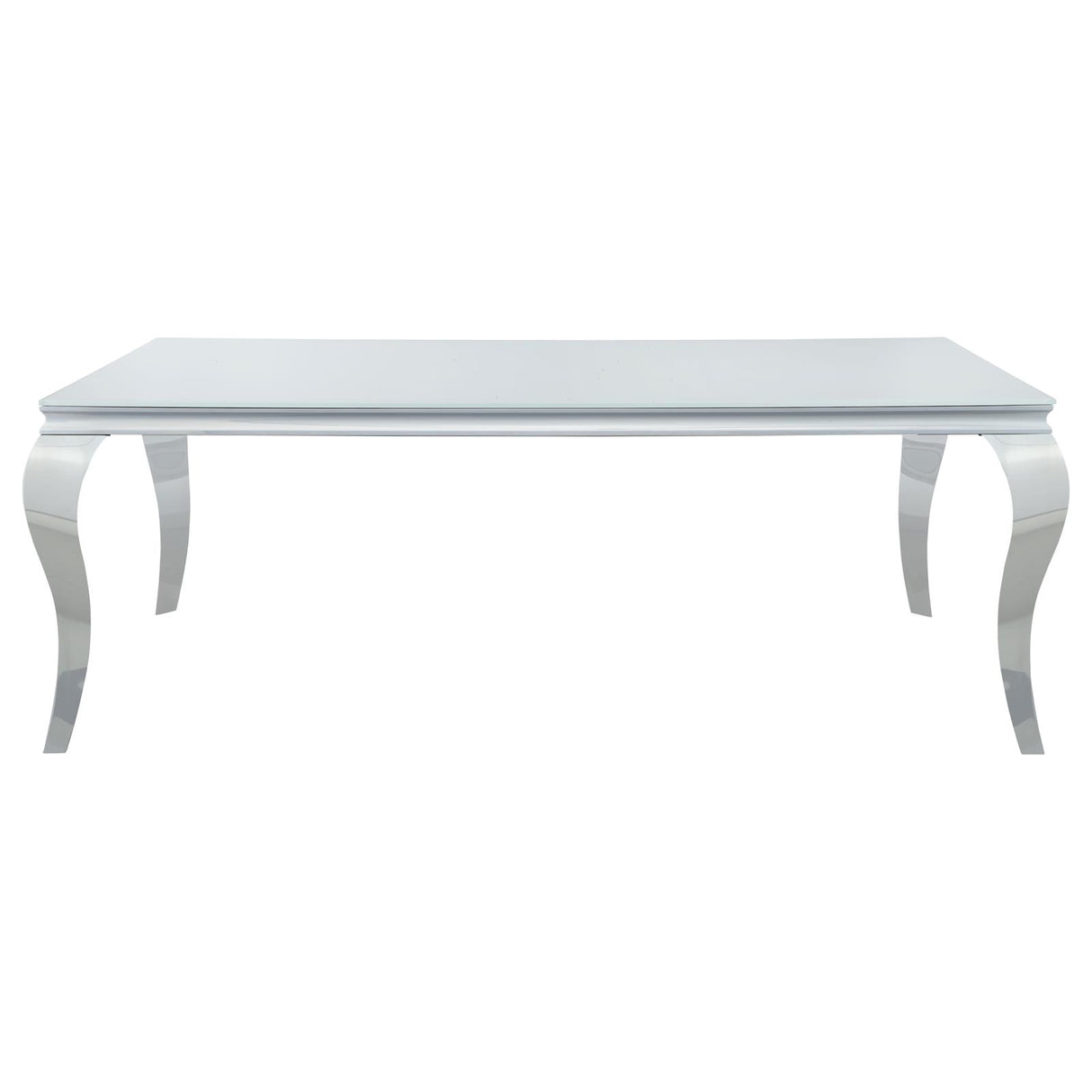 Carone White and Chrome Rectangular Glass Top Dining Table from Coaster - Luna Furniture