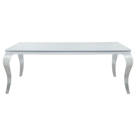 Carone White and Chrome Rectangular Glass Top Dining Table from Coaster - Luna Furniture