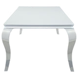 Carone White and Chrome Rectangular Glass Top Dining Table from Coaster - Luna Furniture