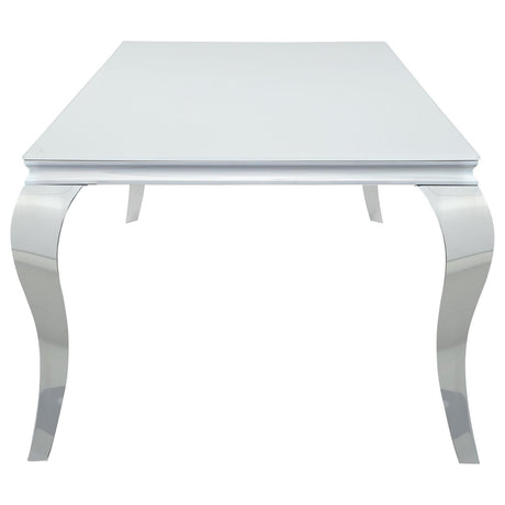 Carone White and Chrome Rectangular Glass Top Dining Table from Coaster - Luna Furniture