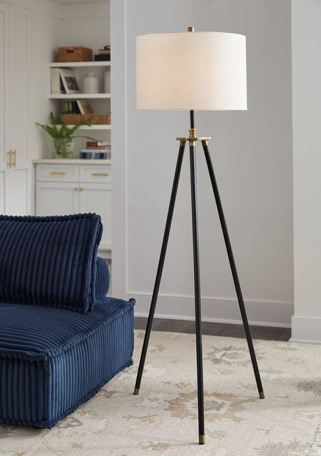 Cashner Black/Gold Finish Floor Lamp from Ashley - Luna Furniture