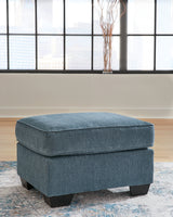 Cashton Blue Ottoman from Ashley - Luna Furniture