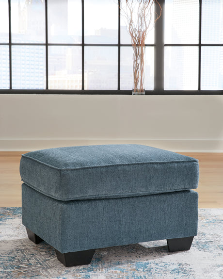 Cashton Blue Ottoman from Ashley - Luna Furniture