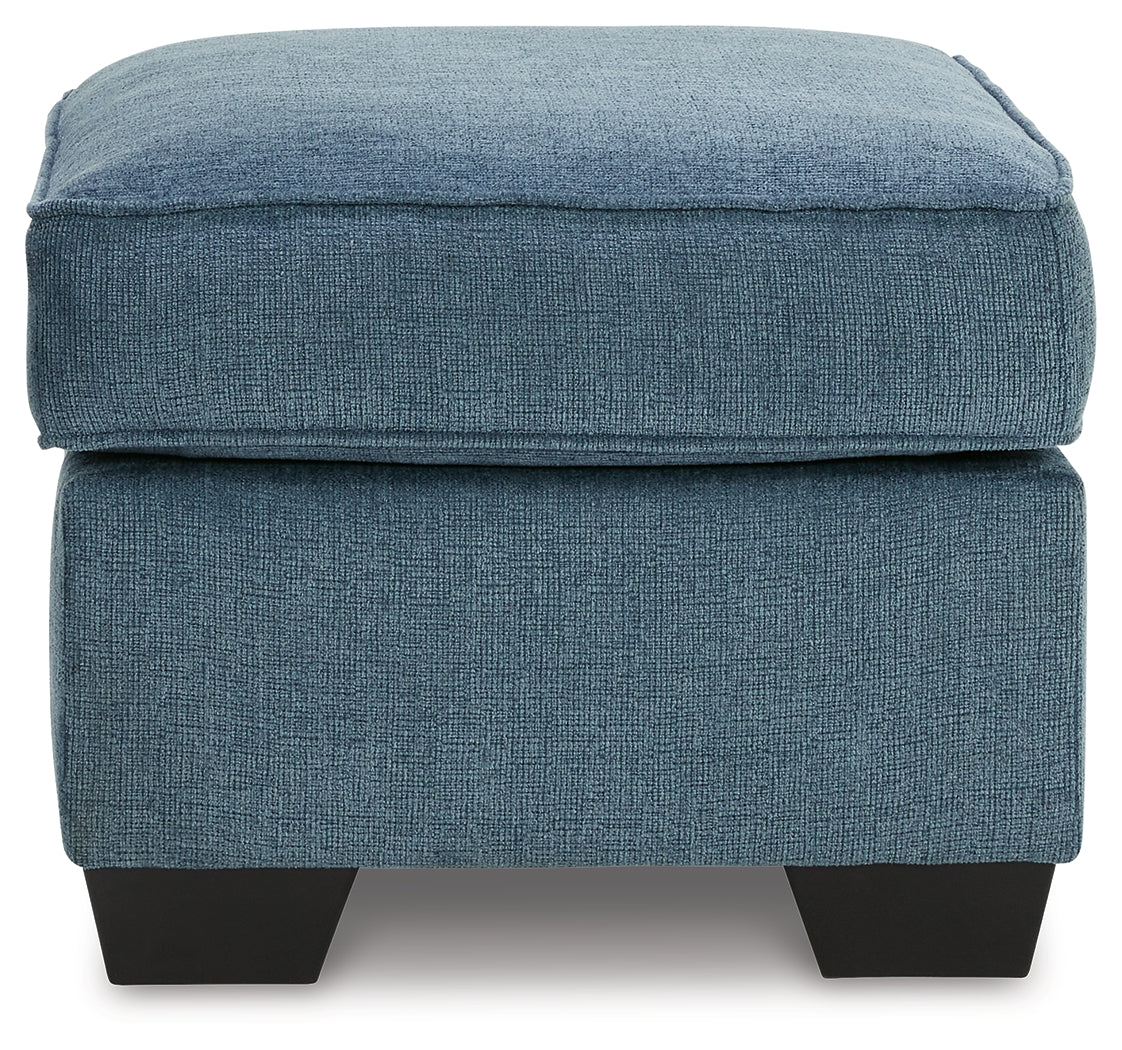 Cashton Blue Ottoman from Ashley - Luna Furniture