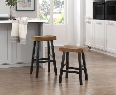 Caspian Black/Brown Pub Height Stool, Set of 2 from Homelegance - Luna Furniture