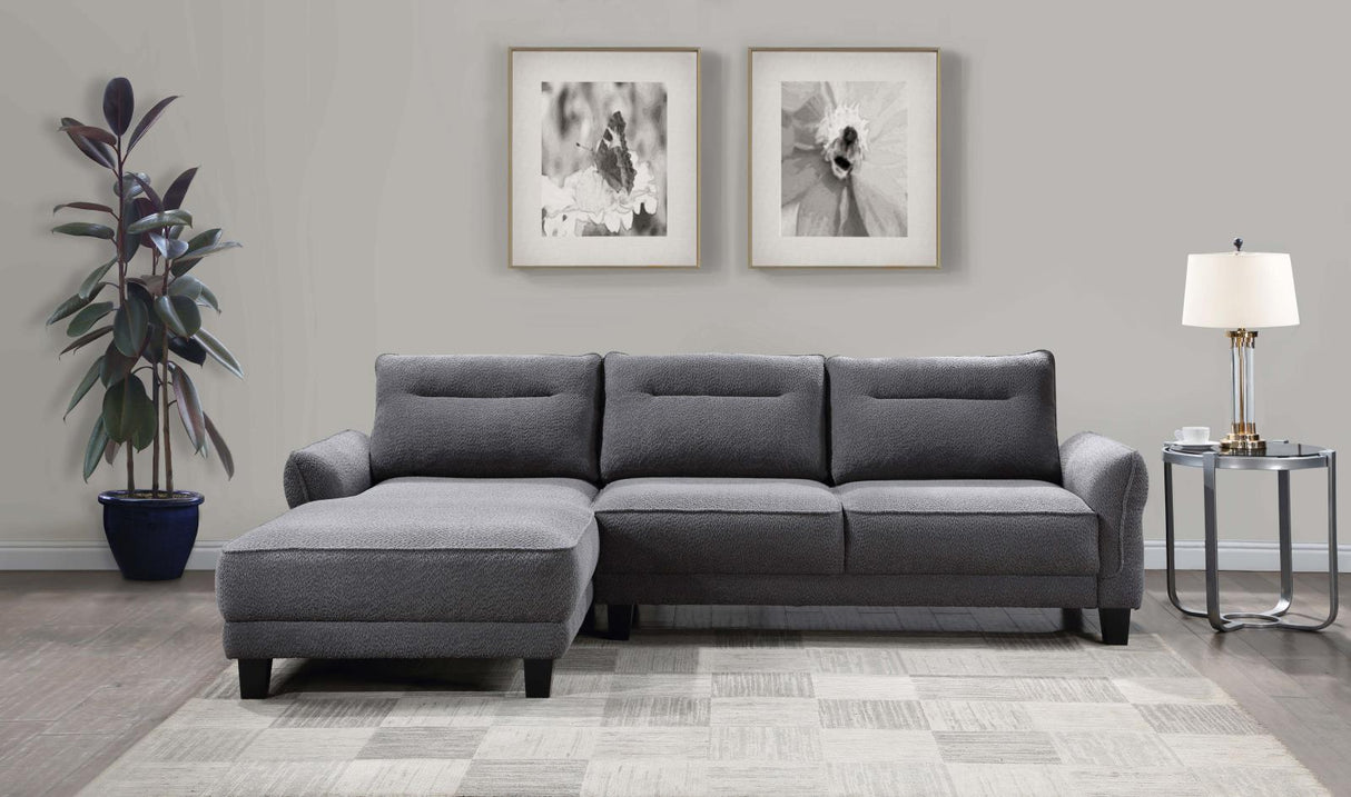 Caspian Gray Upholstered Curved Arms Sectional Sofa from Coaster - Luna Furniture