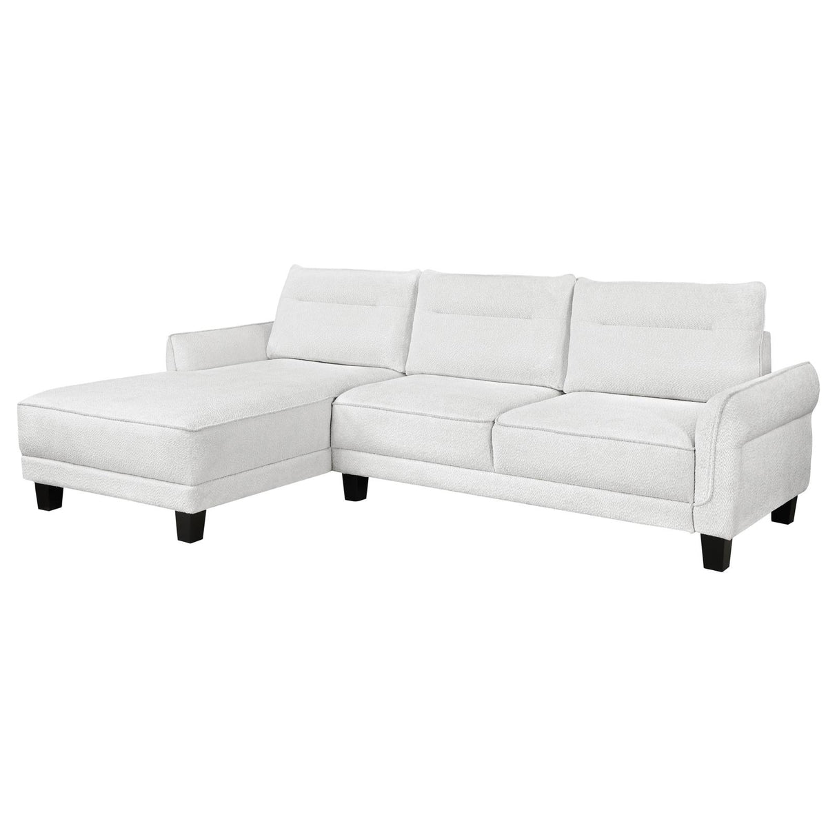 Caspian White and Black Upholstered Curved Arms Sectional Sofa from Coaster - Luna Furniture