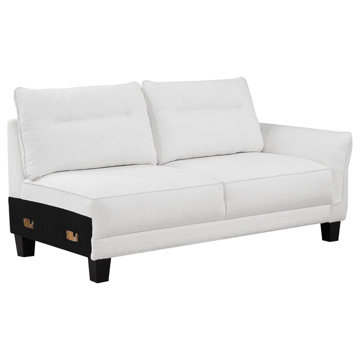 Caspian White and Black Upholstered Curved Arms Sectional Sofa from Coaster - Luna Furniture