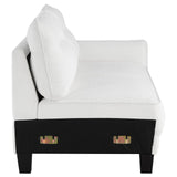 Caspian White and Black Upholstered Curved Arms Sectional Sofa from Coaster - Luna Furniture