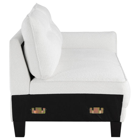 Caspian White and Black Upholstered Curved Arms Sectional Sofa from Coaster - Luna Furniture