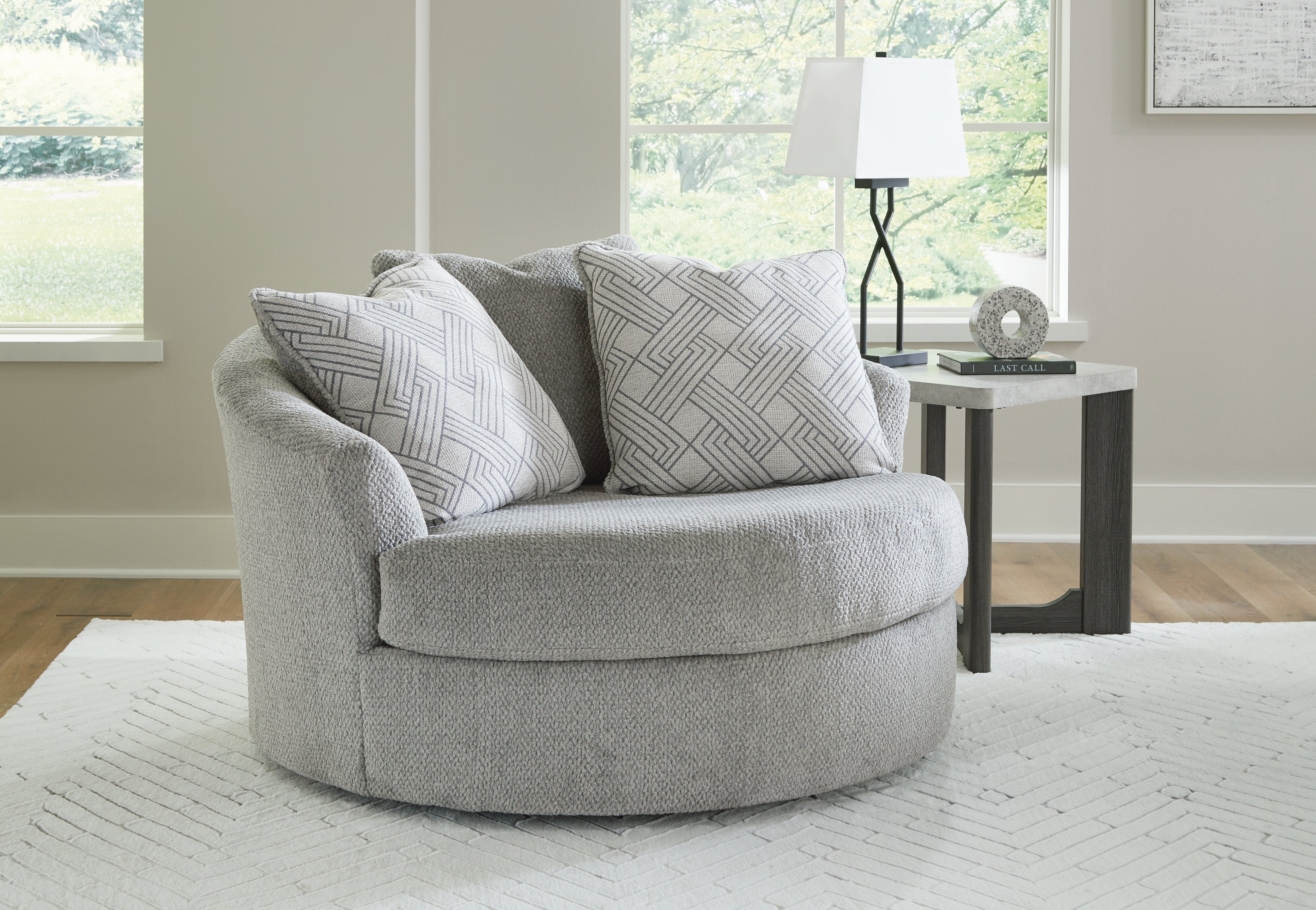 Ashley Casselbury Cement Oversized Swivel Accent Chair - Luna