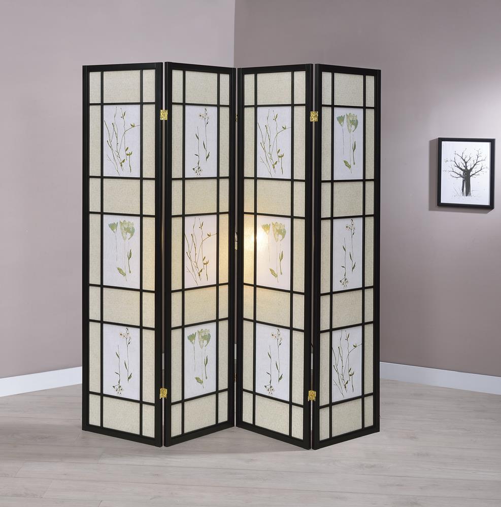 Catabella Multi-color 4-Panel Floral Print Folding Screen from Coaster - Luna Furniture