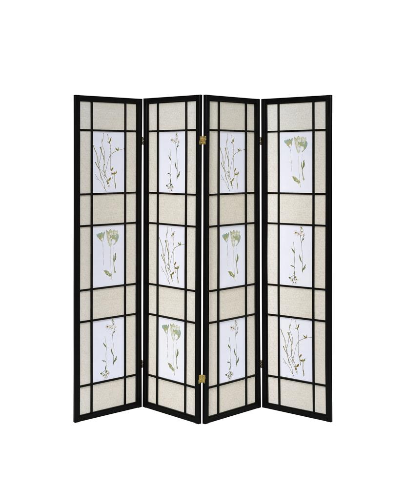 Catabella Multi-color 4-Panel Floral Print Folding Screen from Coaster - Luna Furniture
