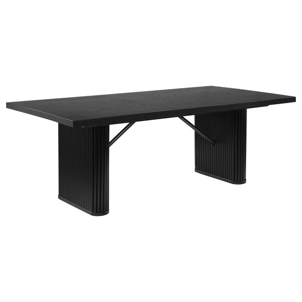 Catherine Black Rectangular Double Pedestal Dining Table