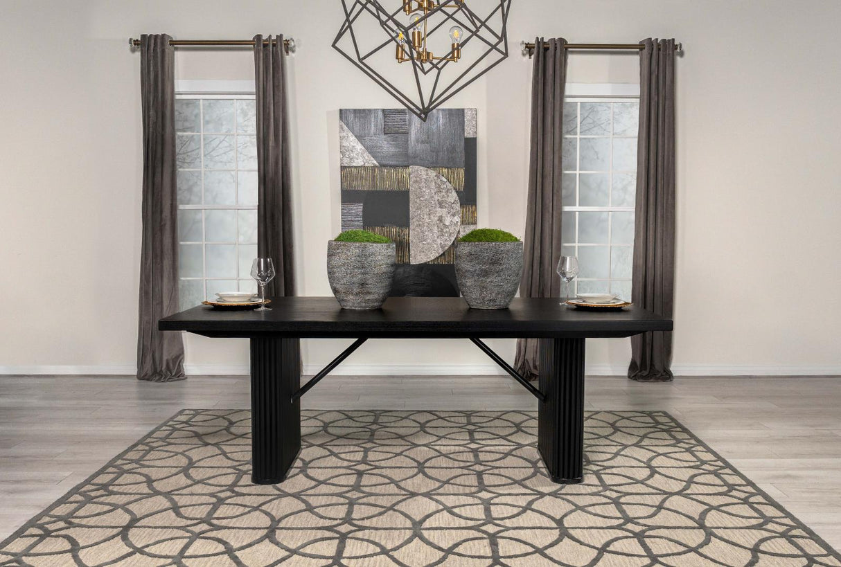 Catherine Black Rectangular Double Pedestal Dining Table from Coaster - Luna Furniture