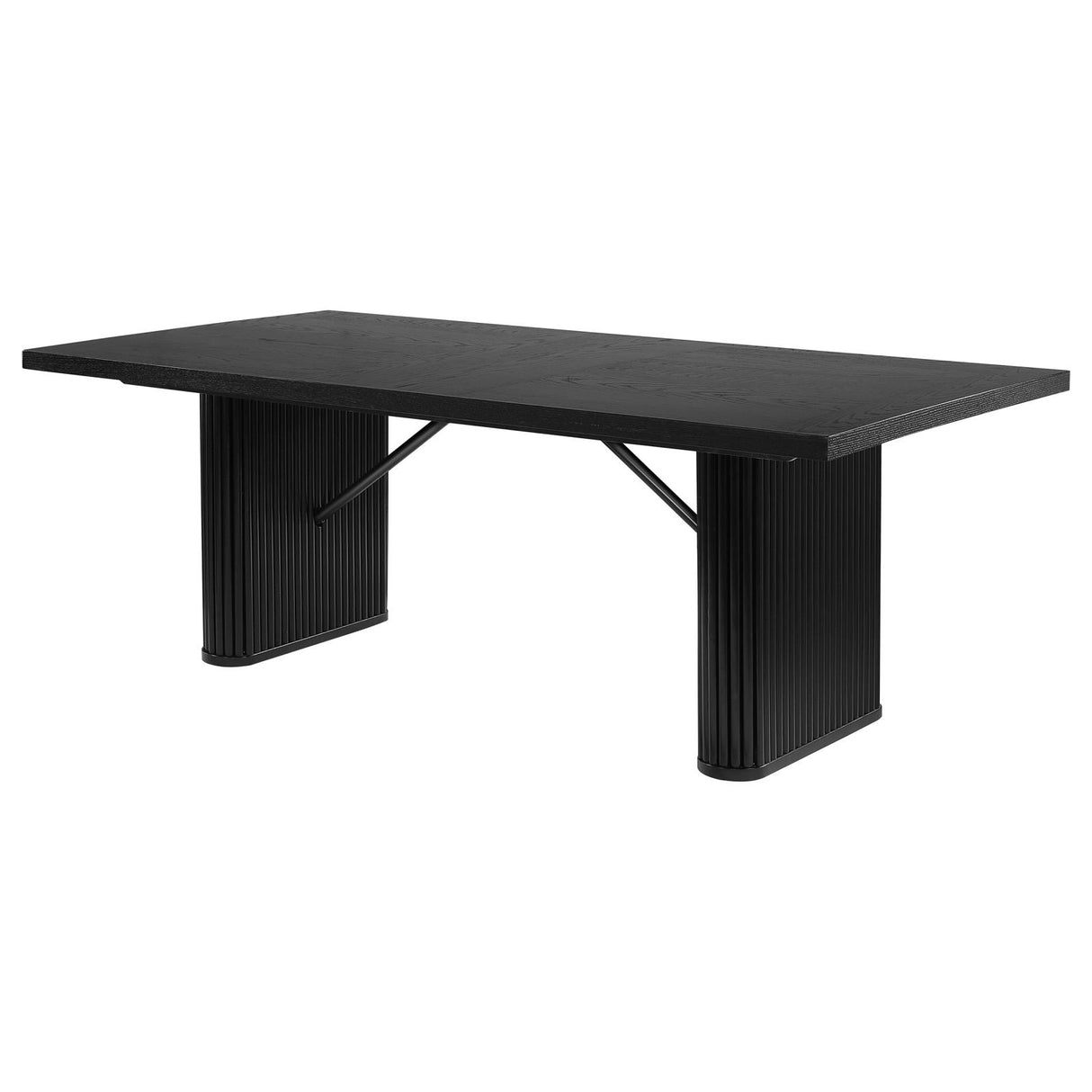 Catherine Black Rectangular Double Pedestal Dining Table from Coaster - Luna Furniture