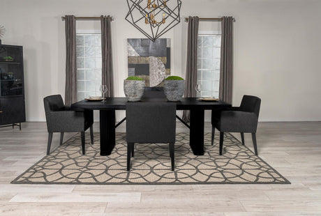 Catherine Charcoal Gray and Black 5-Piece Double Pedestal Dining Set from Coaster - Luna Furniture