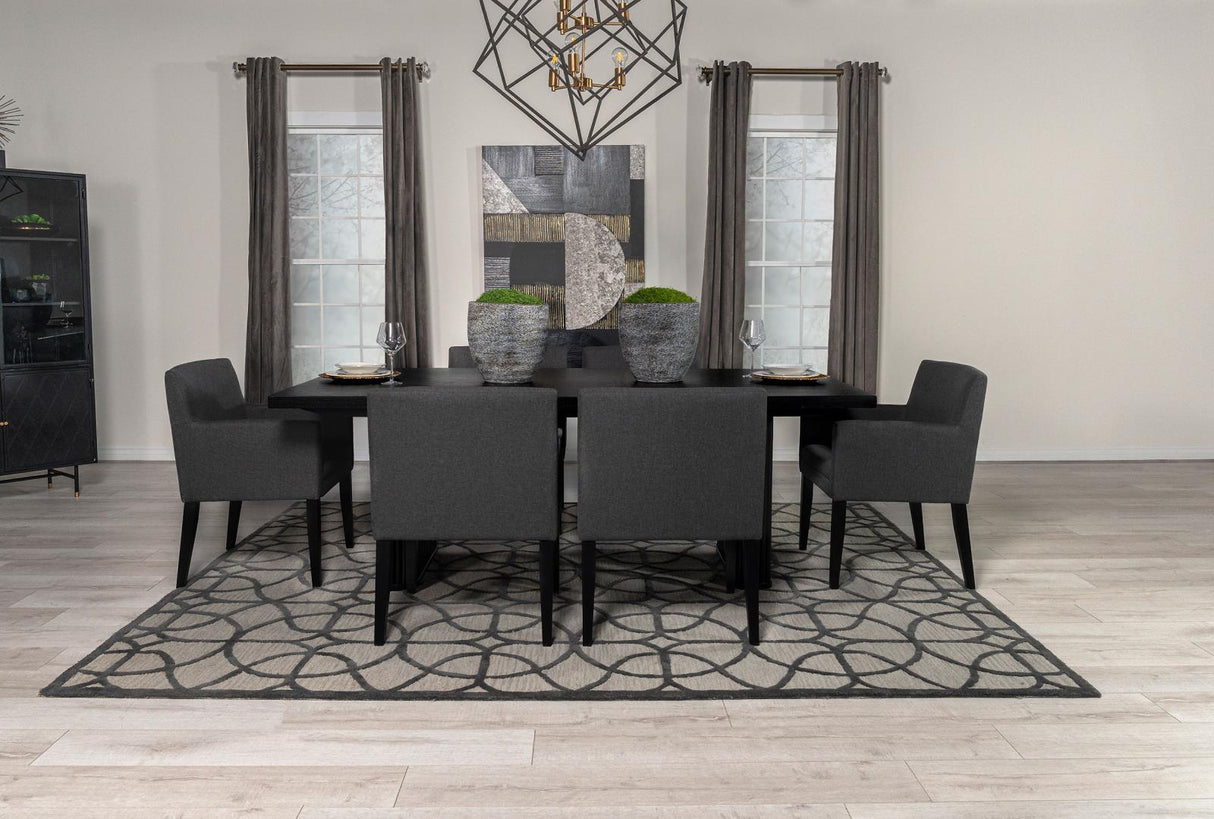 Catherine Charcoal Gray and Black 7-Piece Double Pedestal Dining Set from Coaster - Luna Furniture