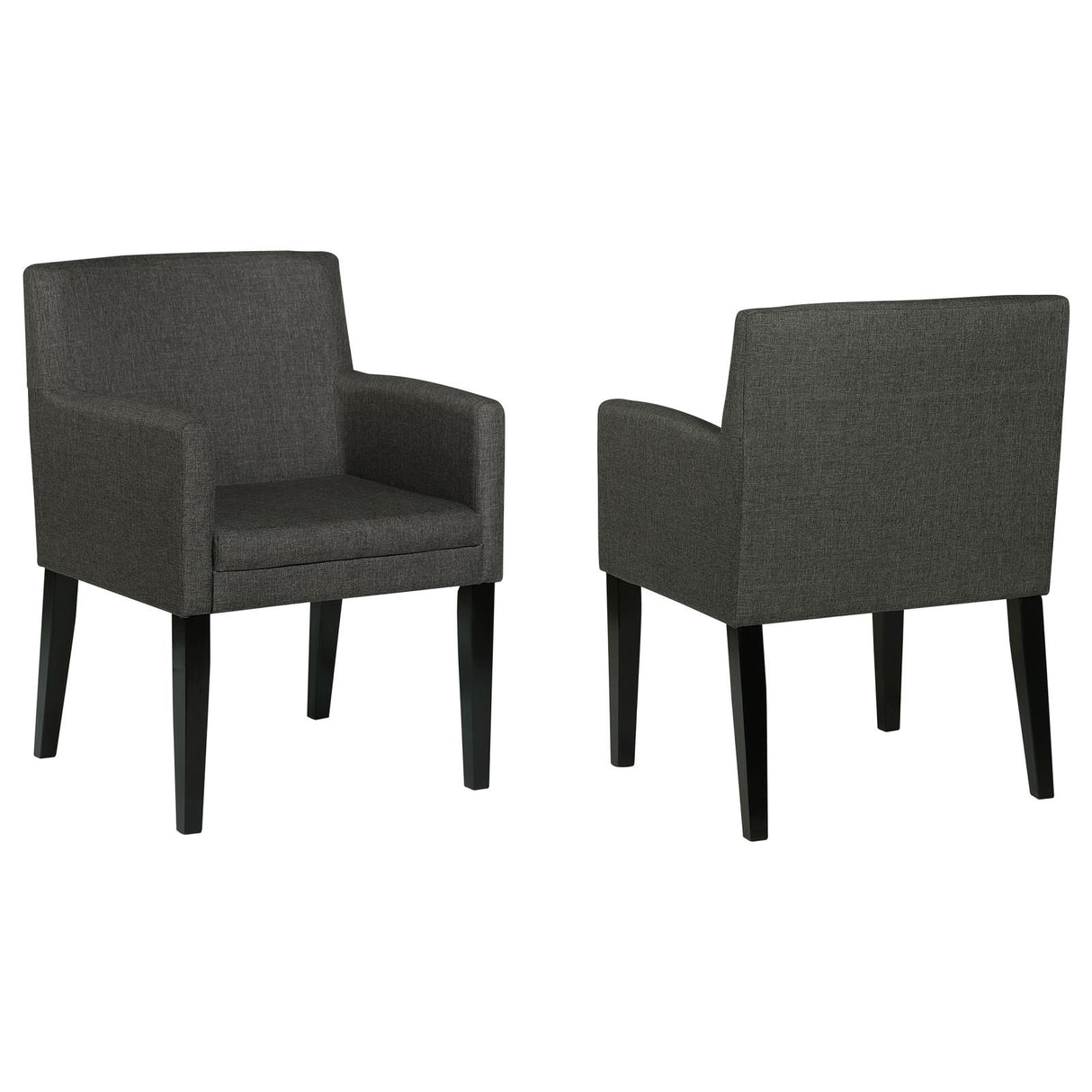 Catherine Charcoal Gray and Black Upholstered Dining Arm Chair, Set of 2 from Coaster - Luna Furniture