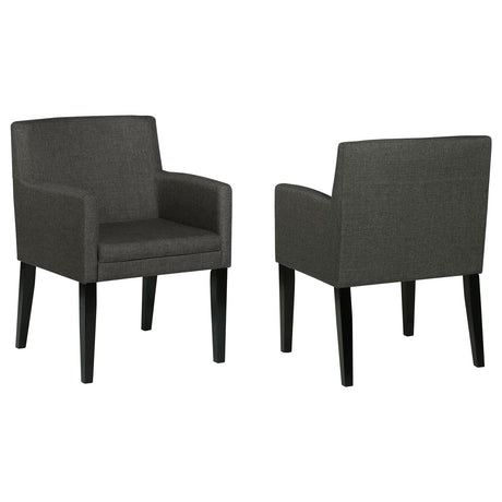 Catherine Charcoal Gray and Black Upholstered Dining Arm Chair, Set of 2 from Coaster - Luna Furniture