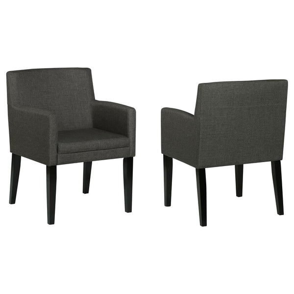 Catherine Charcoal Gray and Black Upholstered Dining Arm Chair, Set of 2