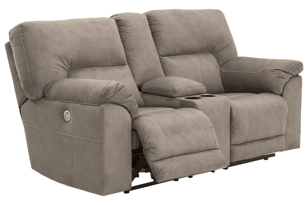 Cavalcade Slate Power Reclining Loveseat with Console from Ashley - Luna Furniture