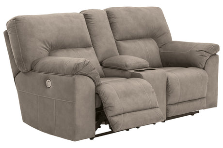 Cavalcade Slate Power Reclining Loveseat with Console from Ashley - Luna Furniture