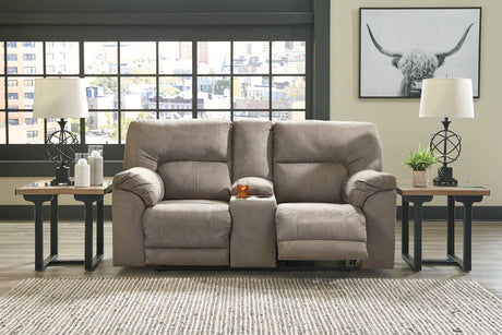 Cavalcade Slate Power Reclining Loveseat with Console from Ashley - Luna Furniture