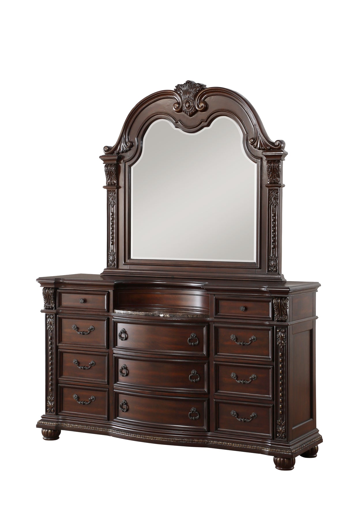 Cavalier Dark Cherry Upholstered Sleigh Bedroom Set from Homelegance - Luna Furniture
